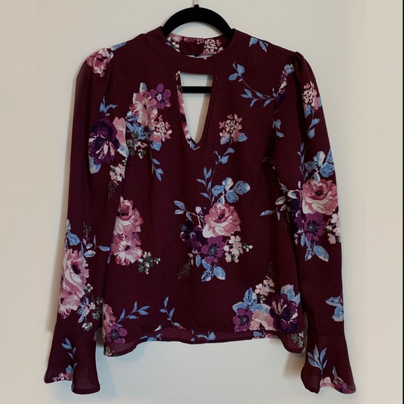 Tops - burgundy floral top